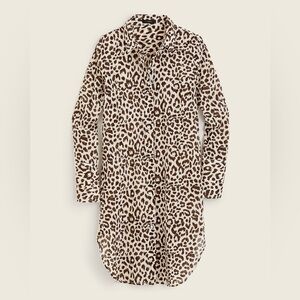 J. CREW Leopard Print Swim Coverup - Brown & Cream Semi-Sheer Shirt Dress